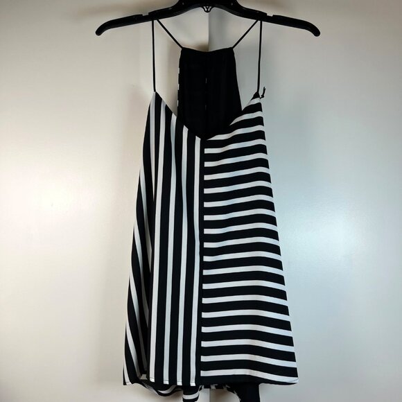 NEW EXPRESS Barcelona Cami Black and White Striped Reversible V-Neck Tank Top L - Picture 11 of 11